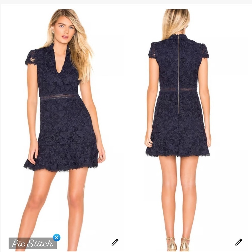 Alice + Olivia Diona Lace Dress Sapphire